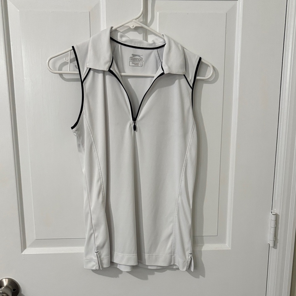 Slazenger White Zip-Up Golf Shirt